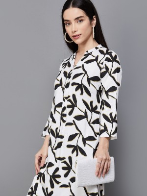 Melange by Lifestyle Women Printed A-line Kurta(Black, White)