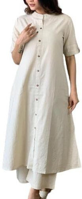 Talchidiya Women Solid A-line Kurta(Yellow)