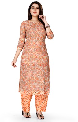 Ananya Fab Women Printed Straight Kurta(Orange)