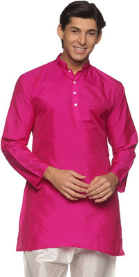 Sethukrishna Men Solid A-line Kurta(Pink)