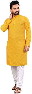 CRYSTALREVENUE Men Kurta Pyjama Set