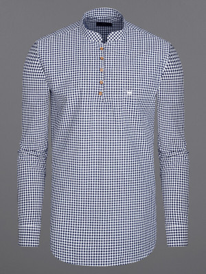 french crown Men Checkered Straight Kurta(Blue, White)