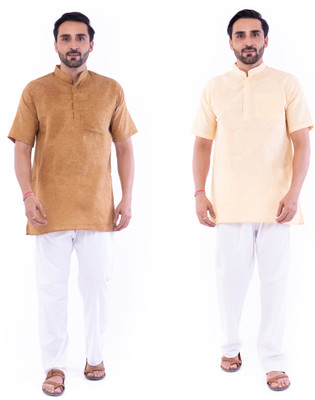DESHBANDHU DBK Men Solid Straight Kurta(Brown, Beige)