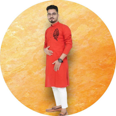 Mamta Biswas Men Printed Straight Kurta(Red)