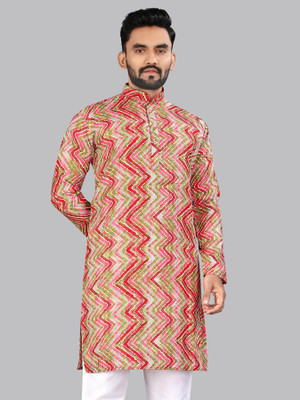 Divastri Men Printed A-line Kurta(Red)