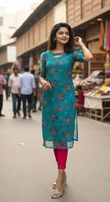 RAMDEVNOVELTYENTERPRISE Women Embroidered Straight Kurta(Multicolor)