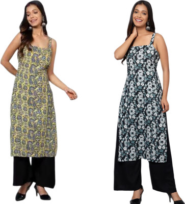 KALAXI Women Printed Straight Kurta(Multicolor)