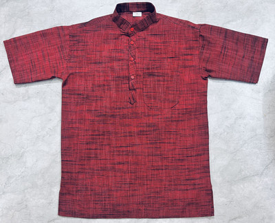R N Enterprises Men Self Design Straight Kurta(Maroon)