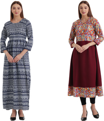 HOKET Women Solid Anarkali Kurta(Maroon)