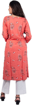 HouseOfCommon Women Printed A-line Kurta(Pink)