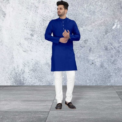 EIRLYS EMPIRE Men Solid Straight Kurta(Dark Blue)