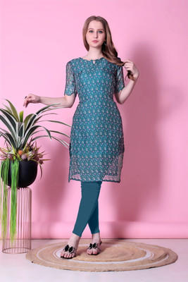Learn To Do Single Listing Women Printed A-line Kurta(Green)
