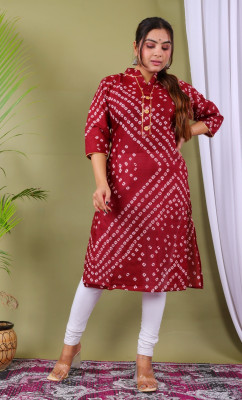 Parth f Women Bandhani A-line Kurta(Maroon)