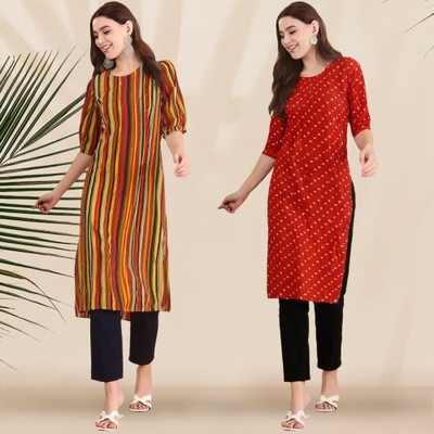 EthnicBasket Women Printed, Striped A-line Kurta(Multicolor)
