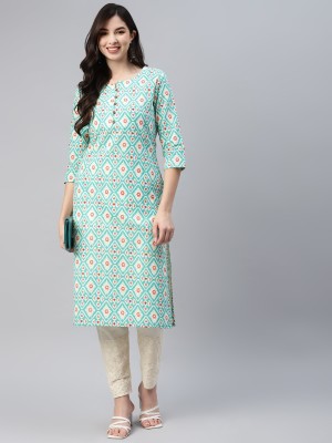 Aarika Women Printed Straight Kurta(Blue)