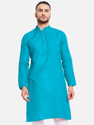 STALLINO FASHION Men Solid Straight Kurta(Light Blue)