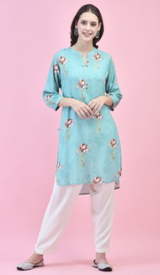 ramai Women Printed Straight Kurta(Blue)