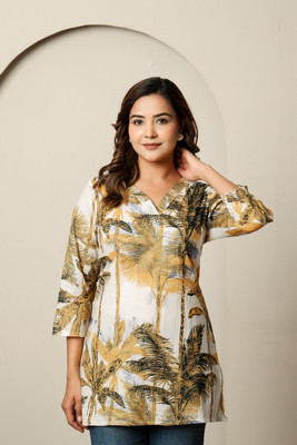 El Cielo Women Printed Straight Kurta(Multicolor, White)