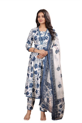Kaswya Floral Print Kurta, Churidar & Dupatta Set