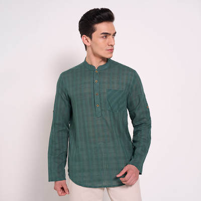 Indus Route by Pantaloons Men Dyed/Ombre A-line Kurta(Blue)