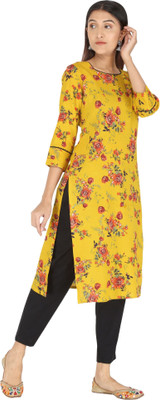NeeloKurtis Women Printed Straight Kurta(Light Blue)