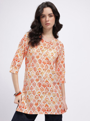 Anouk Rustic Women Printed Straight Kurta(White)