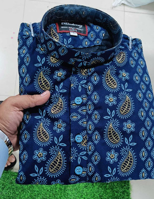 HIT AND FIT CREATION Men Embroidered Straight Kurta(Blue)