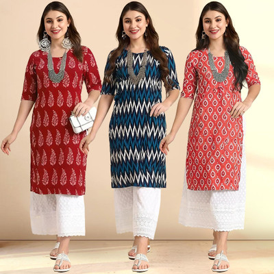 1 Stop Fashion Women Printed A-line Kurta(Multicolor)