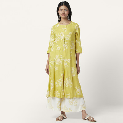 Rangmanch by Pantaloons Women Printed A-line Kurta(Yellow)