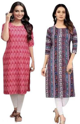 B K CREATION Women Printed Straight Kurta(Multicolor)