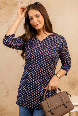 Mialo fashion Women Floral Print Straight Kurta(Dark Blue)