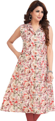Meher Impex Women Floral Print A-line Kurta(Pink, Red)