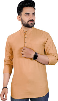 Univibe Men Solid Straight Kurta(Orange)