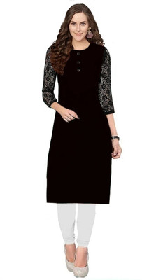 Coft Women Self Design A-line Kurta(Black)