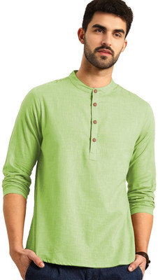 Vimal Star Men Solid Straight Kurta(Light Green)