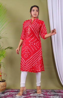 PARTH FASHIONS Women Self Design A-line Kurta(Red)