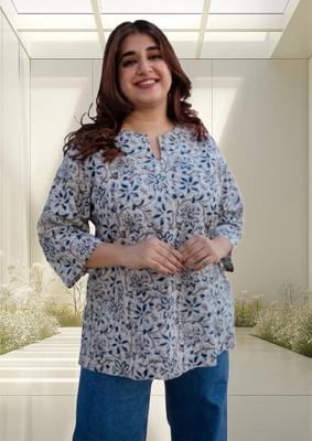 ESTROX Women Floral Print A-line Kurta(Black)