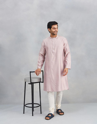 Fabindia Men Self Design Straight Kurta(Purple)
