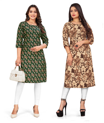 PAYAL POLYESTER Women Printed Straight Kurta(Multicolor)