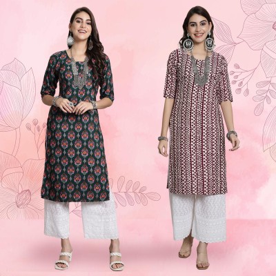 EthnicBasket Women Printed A-line Kurta(Multicolor)