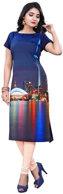 SHREE INFINITY EXPORT Women Printed A-line Kurta(Blue)
