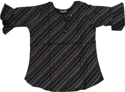 fits and fab Women Printed Ethnic Dress Kurta(Black)