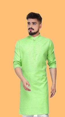 The Fashion Outlets Men Solid A-line Kurta(Green)