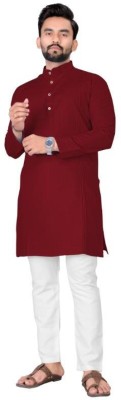 MAHI CREATIVE Men Solid A-line Kurta(Maroon)