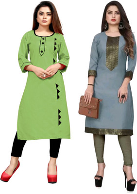 AAIKHODAL Women Printed Straight Kurta(Multicolor)