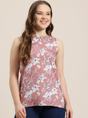 HERE&NOW Women Printed Straight Kurta(Orange)