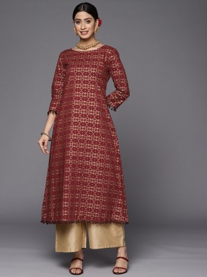 Indo Era Women Printed A-line Kurta(Maroon)