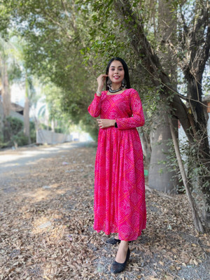 SHISHKALA Women Printed A-line Kurta(Pink)