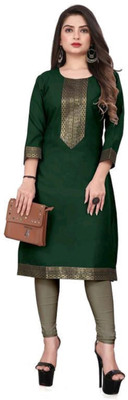 Aikhodal Women Washed Straight Kurta(Green)
