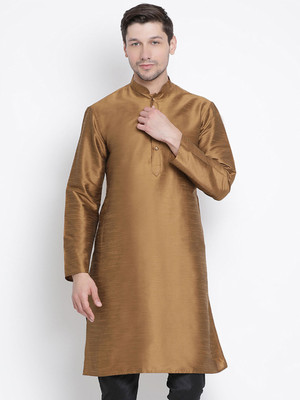 VM Men Solid A-line Kurta(Brown)